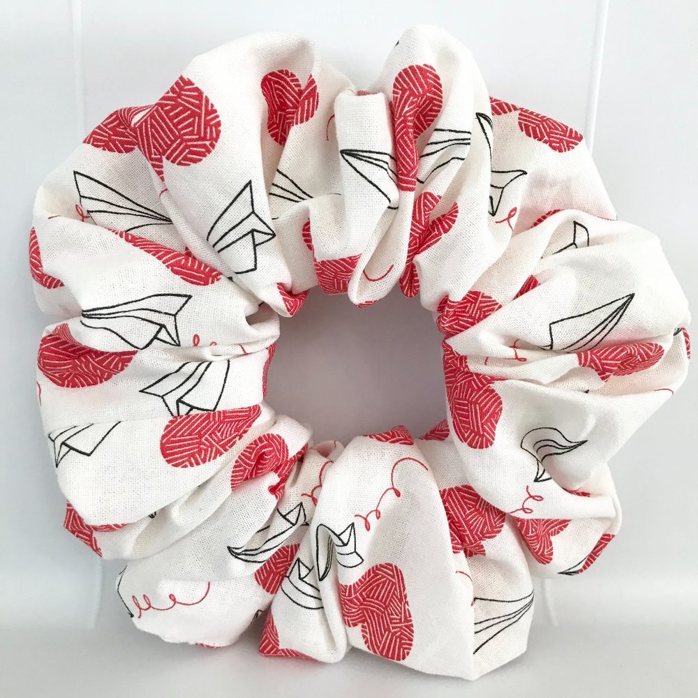 Brand New Handmade Large Scrunchies - Red Heart Scrunchies, Hair Accessories